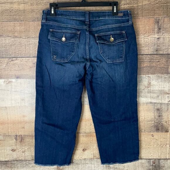 Kut From The Kloth Natalie Crop Jeans Frayed Hem Blue Denim Size 10 - Picture 5 of 10
